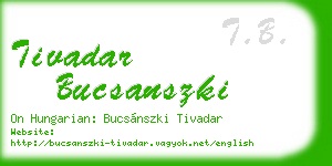 tivadar bucsanszki business card