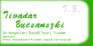tivadar bucsanszki business card